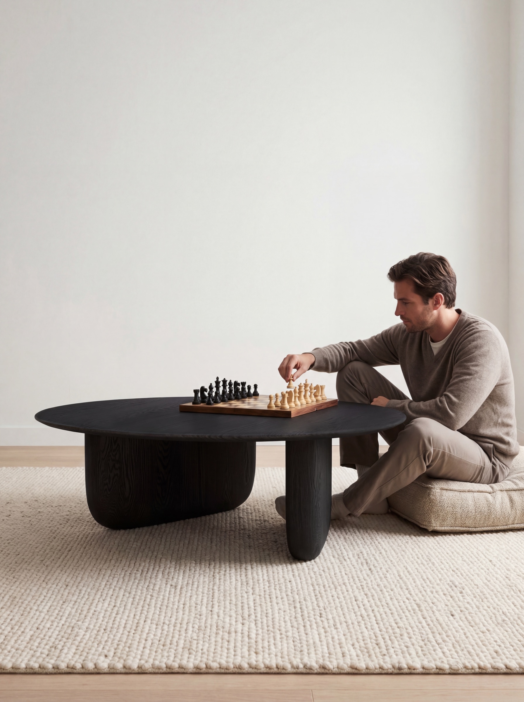 Tsuki low round table in a calm interior